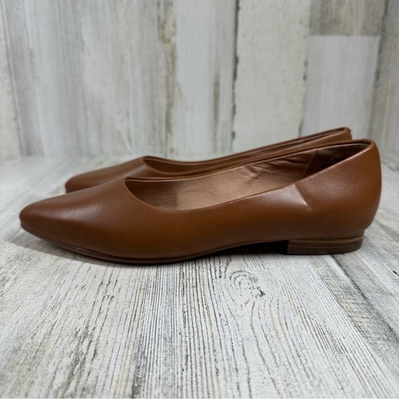 New Caslon Luna Brown Leather Pointy Toe Flats #77 - Picture 1 of 10